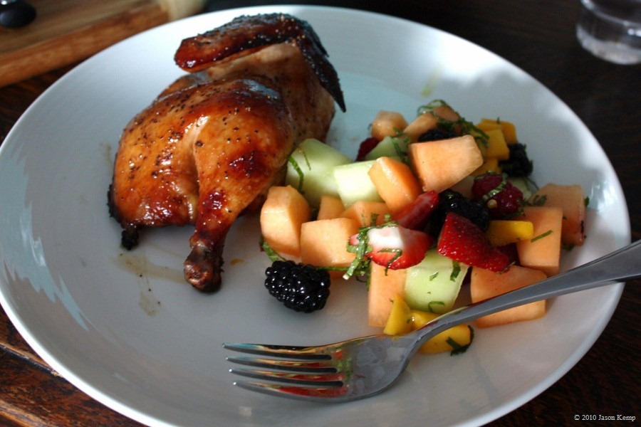 Cornish Hens Marinated with Bourbon, Ginger and Soy